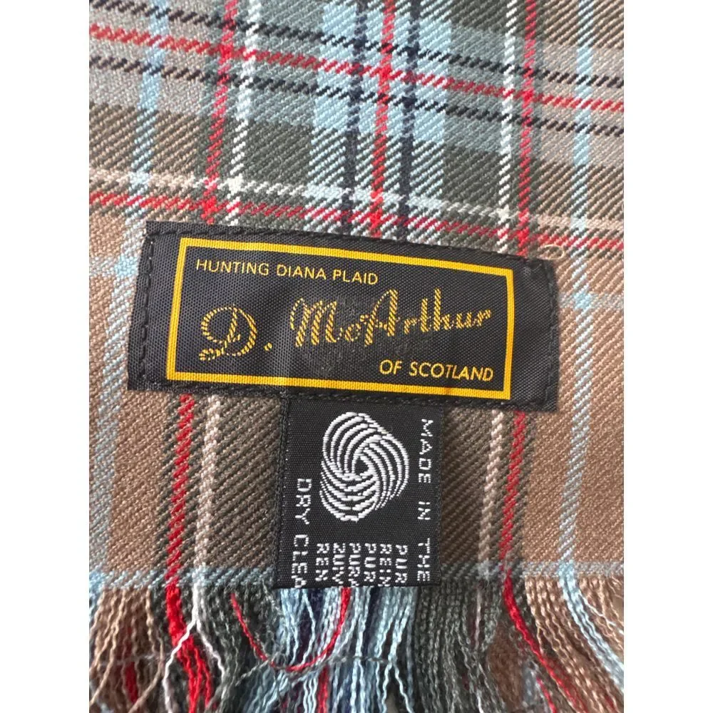D McArthur Vintage Scottish Woven‎ Wool Scarf 60s Tartan Hunting Diana Plaid - Picture 3 of 5
